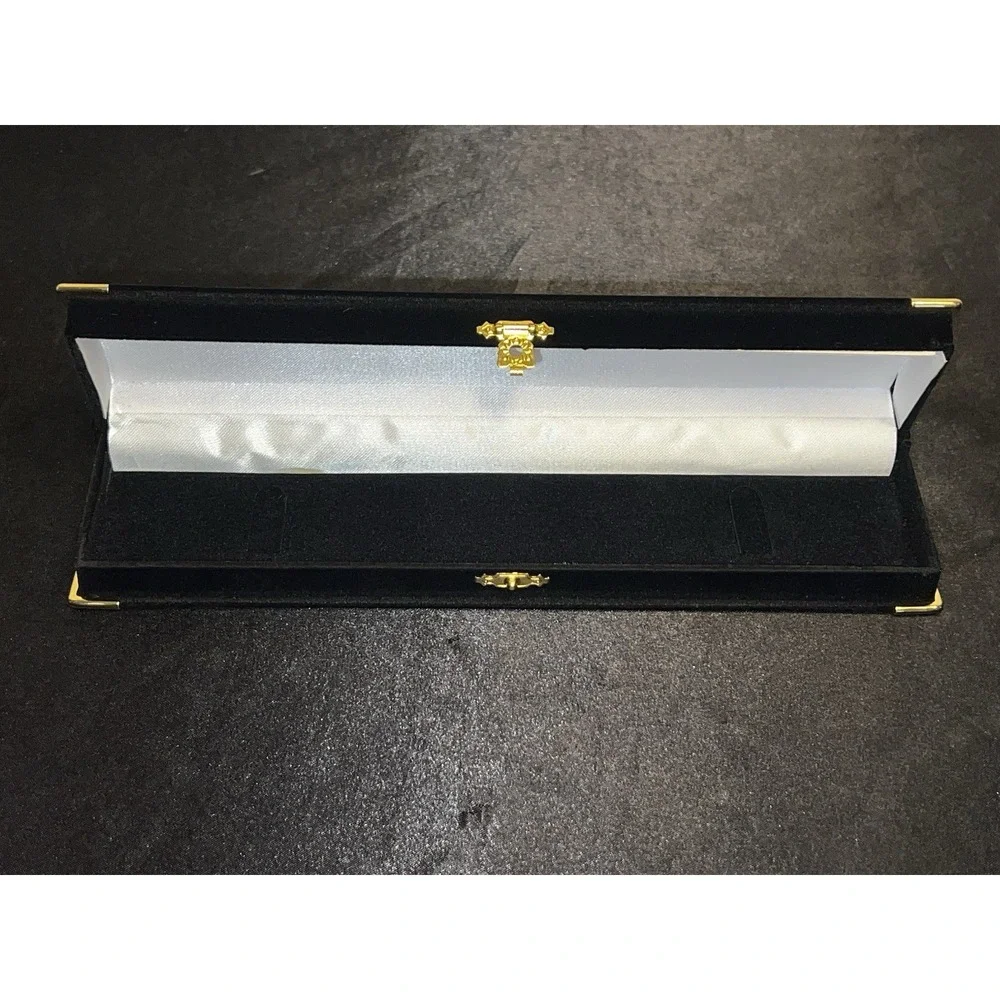 Brand New Black Velvet Bracelet Box – Gold Trim